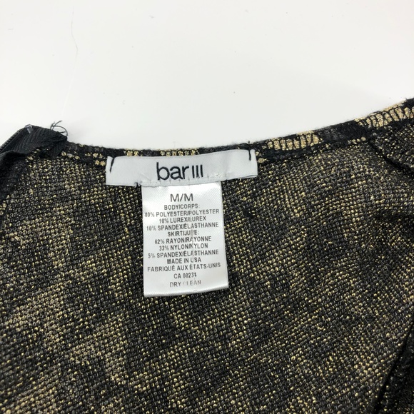 Bar III Black Gold Dress Metallic Stretch Dress - Picture 3 of 3